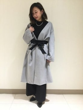 「JEANASIS（ジーナシス）のアイテム（ノーカラージャケット）」を使った、JEANASIS アトレ川崎店STAFFさん（レディース・156cm）の冬コーディネート
