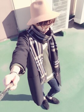 「レディース」｜「アイテム（チェスターコート）」を使った、Shingoさん（メンズ・172cm）の冬コーディネート