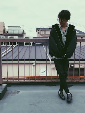 「ZARA（ザラ）のアイテム（ジャケット/アウター、ブラック系）」を使った、Shingoさん（メンズ・170cm）の冬コーディネート