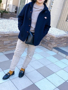 「DANTON（ダントン）のアイテム（ピーコート）」を使った、m⑅﻿さん（レディース・157cm）の冬コーディネート