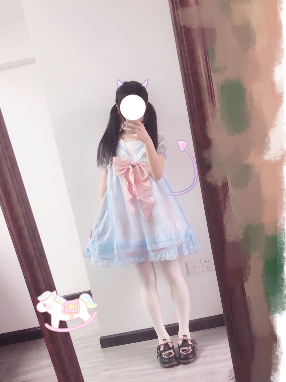 「夏」｜「Angelic Prettyのアイテム（ワンピース/ドレス、ブルー系）」を使った、-甜卡卡-さん（レディース・158cm）の夏コーディネートの1枚目の写真