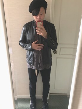 「tk.TAKEO KIKUCHI」｜「アイテム（ライダースジャケット）」を使った、starmanさん（メンズ・177cm）の秋コーディネート