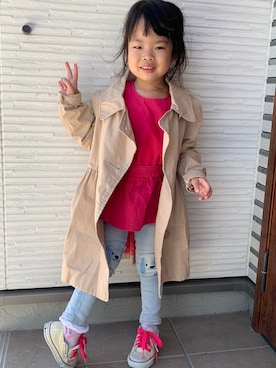 「GAP（ギャップ）のアイテム（トレンチコート）」を使った、ななさん（キッズ・100cm）の秋コーディネート