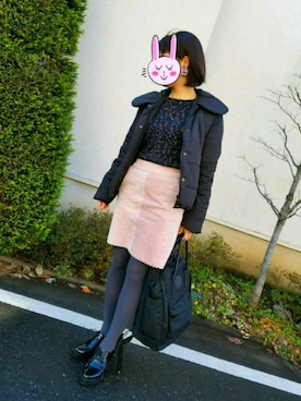 「オックスフォードシューズ」｜「アイテム（ダウンジャケット/コート）」を使った、chacha*さん（レディース・156cm）の冬コーディネート