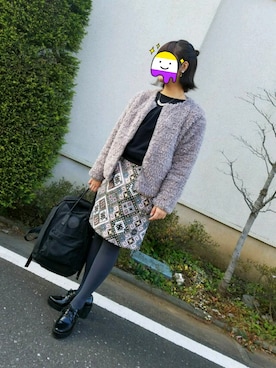 「オックスフォードシューズ」｜「アイテム（ブルゾン）」を使った、chacha*さん（レディース・156cm）の冬コーディネート