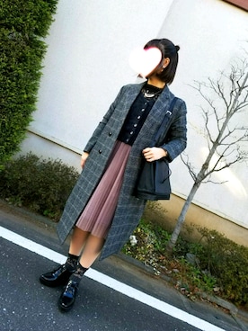 「オックスフォードシューズ」｜「アイテム（チェスターコート）」を使った、chacha*さん（レディース・156cm）の冬コーディネート