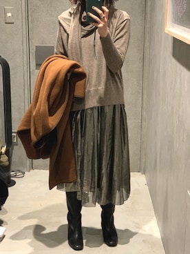 「Whim Gazette（ウィムガゼット）のアイテム（その他アウター）」を使った、yamawear7さん（レディース・160cm）の冬コーディネート