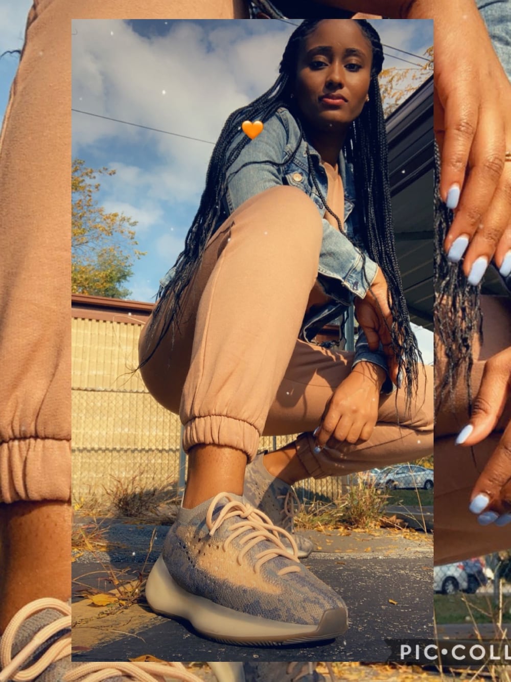 「casual、Casualwear、fall style、earthtone、joggers、yeezyboost、Yeezyboost380、Brown、BROWN」｜「Yeezy Boost 380のアイテム（スニーカー、グレー系）」を使った、ddivine1さん（レディース・168cm）の秋コーディネートの1枚目の写真