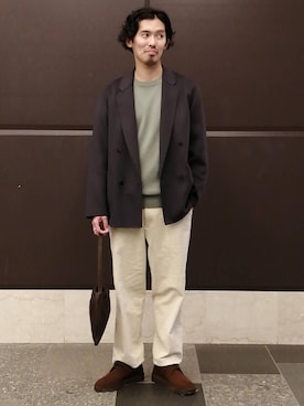 「Clarks（クラークス）の＜Clarks（クラークス）＞【別注】 ロンドン✝（その他シューズ、ブラウン系）」を使った、MKさん（メンズ・170cm）の秋コーディネート