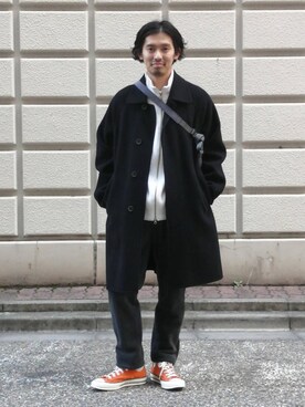 「zattu（ザッツ）の＜zattu(ザッツ)＞ MIES（ショルダーバッグ、ブルー系）」を使った、MKさん（メンズ・170cm）の秋コーディネート
