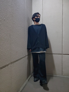 「HARE（ハレ）のスカシアミニットカーディガン(HARE)（カーディガン/ボレロ）」を使った、Yoshiさん（メンズ・165cm）の春コーディネート