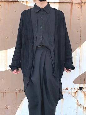 「HARE（ハレ）のスカシアミニットカーディガン(HARE)（カーディガン/ボレロ）」を使った、Yoshiさん（メンズ・165cm）の春コーディネート