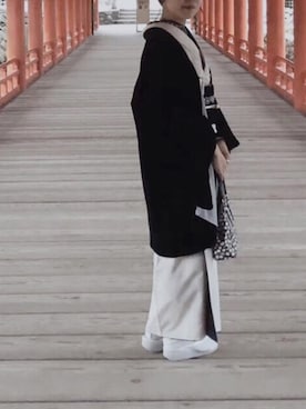 「着物」｜「アイテム（ハンドバッグ）」を使った、reiiさん（レディース・153cm）の冬コーディネート