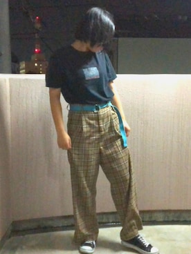 「韓国風コーデ」｜「アイテム（スラックス）」を使った、Tomoca.さん（レディース・163cm）の夏コーディネート