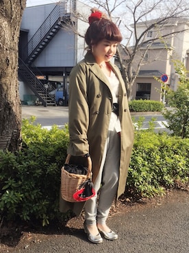「Samansa Mos2（サマンサ モスモス）のアイテム（トレンチコート）」を使った、♡ai♡さん（レディース・148cm）の春コーディネート