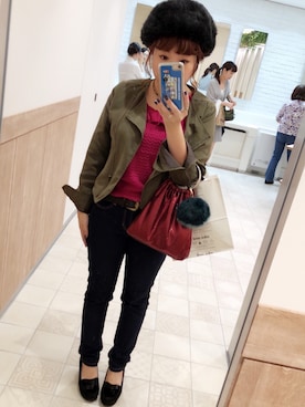 「OLIVE des OLIVE（オリーブデオリーブ）のアイテム（ライダースジャケット）」を使った、♡ai♡さん（レディース・148cm）の秋コーディネート