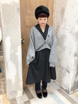 「179/WG（イチナナキュウダブルジー）のアイテム（シャツワンピース）」を使った、♡ai♡さん（レディース・148cm）の冬コーディネート