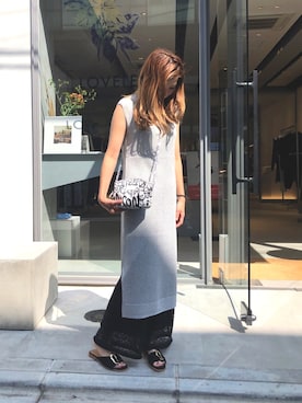 「アイテム（ワンピース/ドレス、シルバー系）」を使った、ともみさん（レディース・158cm）の夏コーディネート