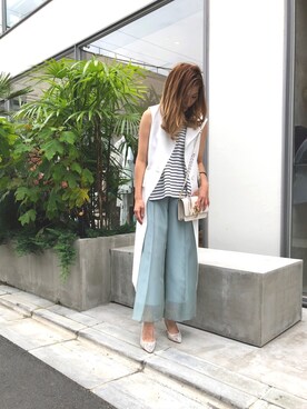「JW Anderson（ジェイダブリューアンダーソン）のアイテム（バッグ）」を使った、ともみさん（レディース・158cm）の夏コーディネート