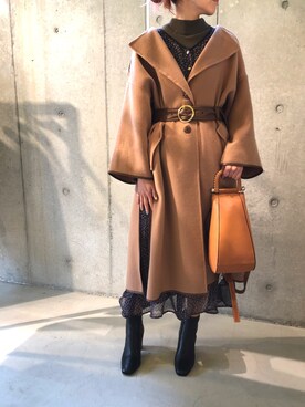 「JW Anderson（ジェイダブリューアンダーソン）のアイテム（バッグ）」を使った、ともみさん（レディース・158cm）の秋コーディネート