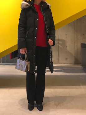 「ケーブルニット」｜「アイテム（ブーティ）」を使った、ともみさん（レディース・158cm）の冬コーディネート