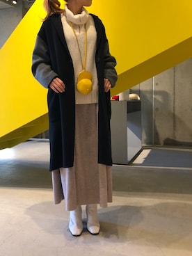 「フユコーデ」｜「アイテム（ブーティ）」を使った、ともみさん（レディース・158cm）の冬コーディネート