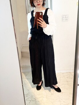 「NANO universe（ナノユニバース）のアイテム（オールインワン・サロペット）」を使った、asuka さん（レディース・160cm）の春コーディネート