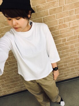 「DEVASTEE（ディバステ）のアイテム」を使った、香織さん（レディース・157cm）の夏コーディネート