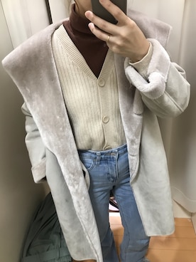 「ラフ」｜「アイテム（ムートンコート）」を使った、enssmileさん（レディース・151cm）の冬コーディネート