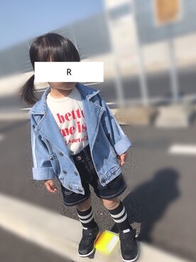 「2歳10ヶ月」｜「アイテム（ジャケット/アウター）」を使った、Rさん（キッズ・90cm）の春コーディネート