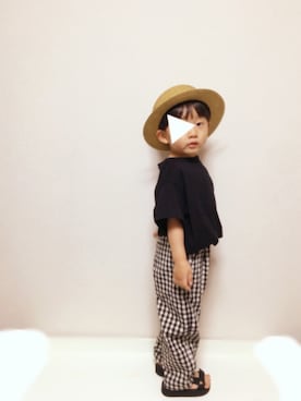 「DONOBAN（ドノバン）のアイテム（ビーチサンダル）」を使った、1t.ichiiiTa..𖤐˒˒さん（キッズ・90cm）の夏コーディネート