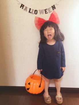 「ハロウィン」｜「アイテム（モカシン/デッキシューズ）」を使った、1t.ichiiiTa..𖤐˒˒さん（キッズ・90cm）の秋コーディネート
