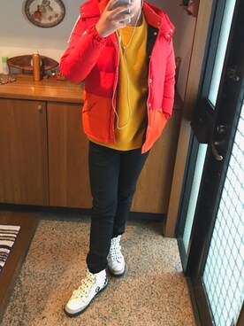 「TOMMY（トミー）のアイテム（ダウンジャケット/コート）」を使った、はっしーさん（メンズ・178cm）の春コーディネート