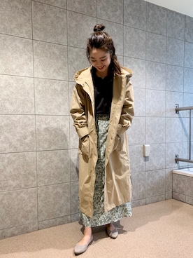 「花柄スカート」｜「アイテム（その他アウター）」を使った、Mizuhoさん（レディース・157cm）の春コーディネート