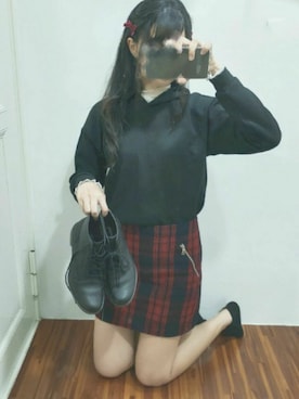 「帽T」｜Qianさん（レディース・163cm）の秋コーディネート