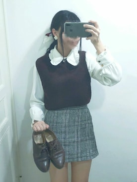 「MUJI」｜「アイテム（アクセサリー）」を使った、Qianさん（レディース・163cm）の冬コーディネート