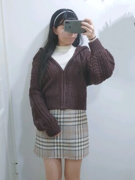「Mayree（メイリー）のアイテム（スカート）」を使った、Qianさん（レディース・163cm）の冬コーディネート