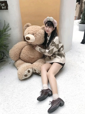 「Bobon21（ボボンニジュウイチ）のアイテム」を使った、Qianさん（レディース・163cm）の冬コーディネート