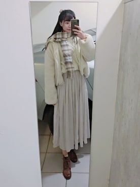 「archives（アルシーヴ）のアイテム（ブルゾン）」を使った、Qianさん（レディース・163cm）の冬コーディネート