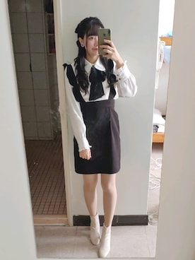 「GOGOSING（ゴゴシング）のアイテム（トップス）」を使った、Qianさん（レディース・163cm）の冬コーディネート