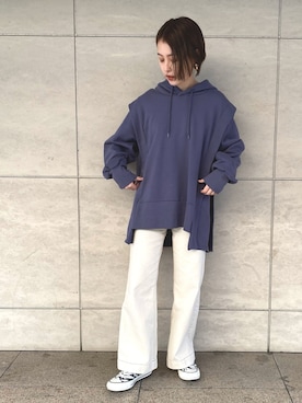 「FREE'S MART（フリーズマート）のアイテム（パーカー）」を使った、miko.さん（レディース・152cm）の春コーディネート