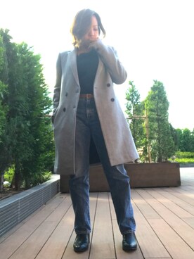 「ZARA（ザラ）のアイテム（チェスターコート、グレー系）」を使った、Haruさん（レディース・152cm）の秋コーディネート