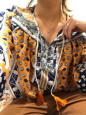 「Auntie Rosa Holiday（アンティローザホリデー）の【Holiday】チノカットオフワイドパンツ（チノパンツ、ブラウン系）」を使った、Haruさん（レディース・152cm）の秋コーディネート