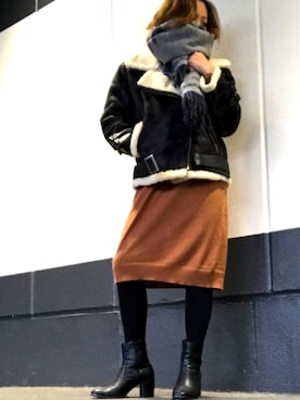 「UNIQLO（ユニクロ）のアイテム（ワンピース、ブラウン系）」を使った、Haruさん（レディース・152cm）の秋コーディネート