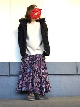 「Bou Jeloud（ブージュルード）のアイテム（ダウンジャケット/コート）」を使った、Haruさん（レディース・152cm）の冬コーディネート
