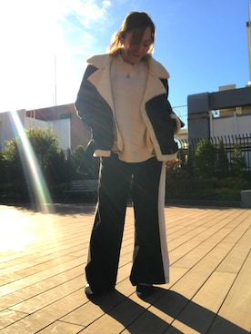 「Auntie Rosa Holiday（アンティローザホリデー）のアイテム（その他パンツ、ブラック系）」を使った、Haruさん（レディース・152cm）の冬コーディネート