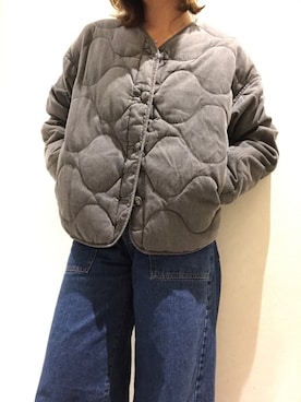 「Auntie Rosa Holiday（アンティローザホリデー）の【Holiday】DENIMキルティングコート（ダウンジャケット/コート、ブラック系）」を使った、Haruさん（レディース・152cm）の冬コーディネート