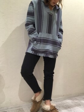 「ファレティブランドのアイテム（その他トップス、ブルー系）」を使った、Haruさん（レディース・152cm）の冬コーディネート