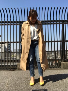 「NATURAL BEAUTY BASIC（ナチュラルビューティーベーシック）のアイテム（トレンチコート）」を使った、Haruさん（レディース・152cm）の春コーディネート