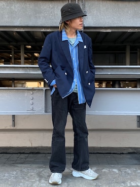 「JUNRED（ジュンレッド）のアイテム（パンツ）」を使った、もりさん（メンズ・170cm）の春コーディネート